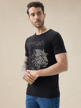 Men's Chest Rubberized Graphic Print Round Neck Half Sleeve Regular Fit T-Shirt